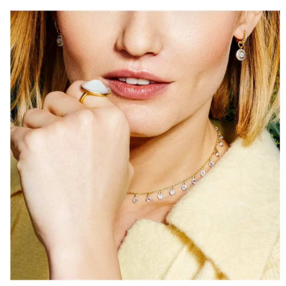 Freida Rothman Statement Ring MOP CZ Halo Gold on Sterling Size 6, 7, 8 Tag $275 - Picture 8 of 11